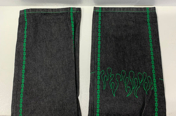 サプライヤー SUPPLIER FIRE PATTERN STITCH LOGO DENIM デニム ブラック Mサイズ 201MB-1169