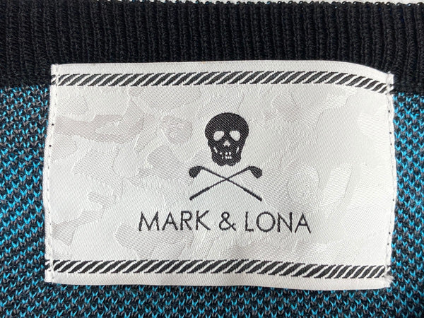 マークアンドロナ MARK&LONA Vネック ニット カモフラージュ カモ柄 ドクロ 水色 黒 ML-16S-B03 セーター 総柄 ホワイト Sサイズ 104MT-326