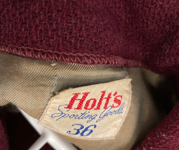 【曜日割引対象外】ヴィンテージ vintage 50s 60s Holt's ホルツ スタジャン ワッペン  サイズ36 ジャケット ワインレッド 101MT-3331