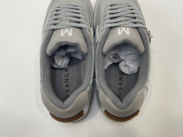 サンガッチョ via SANGACIO ×Wako’s Room ワコーズルーム シルバーレザー×グレースエード イニシャルM レディース靴 スニーカー シルバー 23.5cm 601sh-54