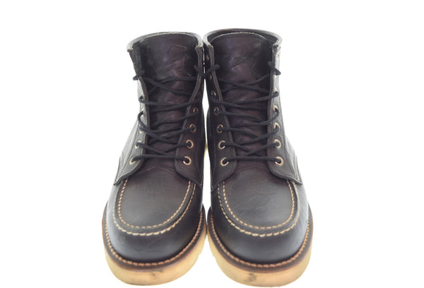 アベイシングエイプ A BATHING APE  サル カモ柄 型押し レースアップブーツ メンズ靴 ブーツ ワーク ブラック 8 103S-1255