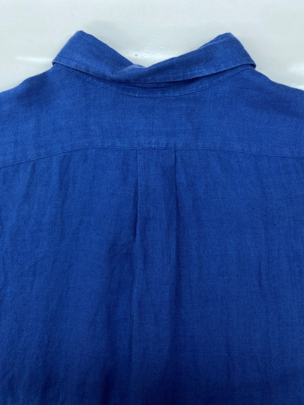 ラルフローレン RalphLauren 90s BLAKE LINEN S/S SHIRT リネン 半袖 シャツ ボタンダウン 刺繍 ショートスリーブ 青 半袖シャツ ワンポイント ブルー XLサイズ 104MT-2050