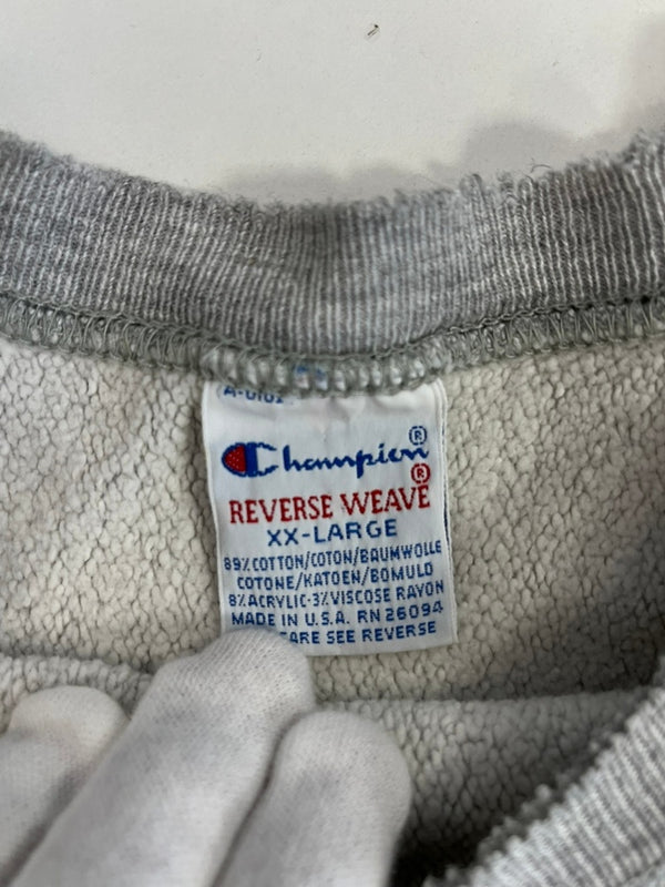 チャンピオン Champion 90s~ 刺繍タグ REVERSE WEAVE リバースウィーブ US古着 ラバープリント カレッジプリント XXL スウェット グレー 3Lサイズ 101MT-4595