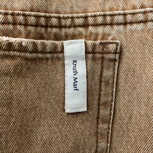 クヌースマーフ Knuth Marf bell bottom denim pants フレアパンツ スタッツ デニム ブラウン SSサイズ 201LB-111