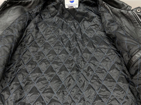 US US古着 LEATHER JACKET レザー ジャケット NOTHING ELSE IS A PEPSI ジップアップ ペプシ 企業 アウター 黒 ジャケット 無地 ブラック XLサイズ 104MT-2226