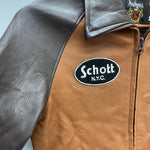 【曜日割引対象外】 ショット SCHOTT レザージャケット ラムレザー スター 袖切替 3181030 ジャケット ブラウン XSサイズ 201MT-4557 VB