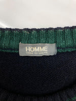 コムデギャルソン COMME des GARCONS HOMME 80s CREWNECK WOOL KNIT クルーネック ウール ニット 川久保オム デカオム 薄手 セーター 紺 HN-080040 セーター 無地 ネイビー 104MT-1690