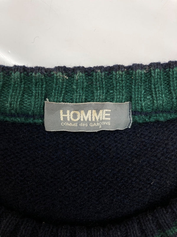 コムデギャルソン COMME des GARCONS HOMME 80s CREWNECK WOOL KNIT クルーネック ウール ニット 川久保オム デカオム 薄手 セーター 紺 HN-080040 セーター 無地 ネイビー 104MT-1690