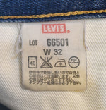 リーバイス Levi's 00s LVC 501 1966年モデル ダブルネーム 日本製復刻 赤耳 Vステッチ 黒カン 66501 デニム ブルー 32/36 103MB-671