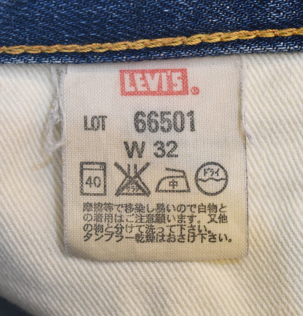 リーバイス Levi's 00s LVC 501 1966年モデル ダブルネーム 日本製復刻 赤耳 Vステッチ 黒カン 66501 デニム ブルー 32/36 103MB-671