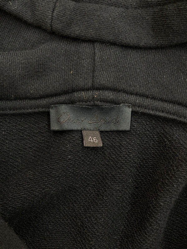 オマールアフリディ Omar Afridi ZIPUP HOODIE ジップアップ フーディー パーカー フルジップ スタッズ 長袖 トレーナー スウェット 黒 サイズ 46 パーカ 無地 ブラック 104MT-2131