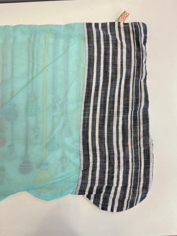 ウロコ ULOCO 刺繍 テキスタイル ステッチ ストール ウロコ電気 w  電球 ライト 白 水色 ストライプ マフラー・スカーフ レディースマフラー・ストール ホワイト 101G-232