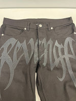 リベンジ REVENGE デニムパンツ ブラックデニム 刺繍ロゴ y2k 黒 デニム ブラック Sサイズ 101MB-759