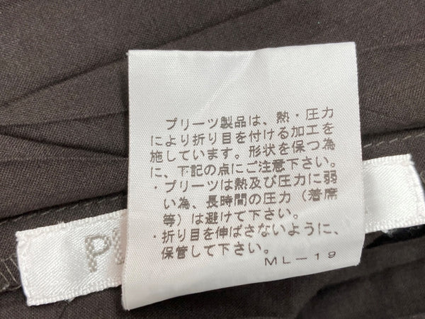 イッセイミヤケ ISSEY MIYAKE プリーツプリーズ PLEATS PLEASE ノースリーブ ミモレ丈 ミディ丈 シワプリーツ加工 バックリボン ウエストマーク 日本製 BROWN 茶色 PP93-PH975 ワンピース ブラウン SIZE3 104LT-165
