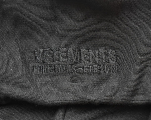 ヴェトモン VETEMENTS 18SS Tape Hoodie WSS18TR26 テープ デザイン スウェット プルオーバー パーカー  WSS18TR26  XS パーカ ブラック SSサイズ 103MT-2437