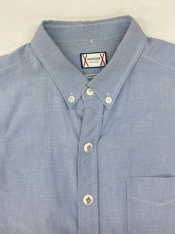 モンクレール MONCLER GAMME BLEU CAMICIA OXFORD BD SHIRT ボタンダウン シャツ 長袖 胸ポケット 青 D13915200420 26525 サイズ 0 長袖シャツ ロゴ ブルー 104MT-1076