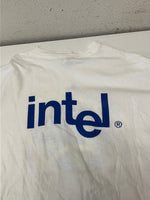 US US古着 90's 90年代 Hanes Intel インテル EARTH DAY アースデイ 企業モノ プロモーション アドバタイジング  MADE IN USA アメリカ製 VINTAGE ヴィンテージ XL Tシャツ ホワイト LLサイズ 101MT-4940