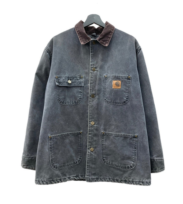 カーハート Carhartt MICHIGAN CHORE COAT ミシガン チョア コート ダック カバーオール ブランケット USA製 フェード 黒 ジャケット 無地 ブラック Mサイズ 104MT-1936