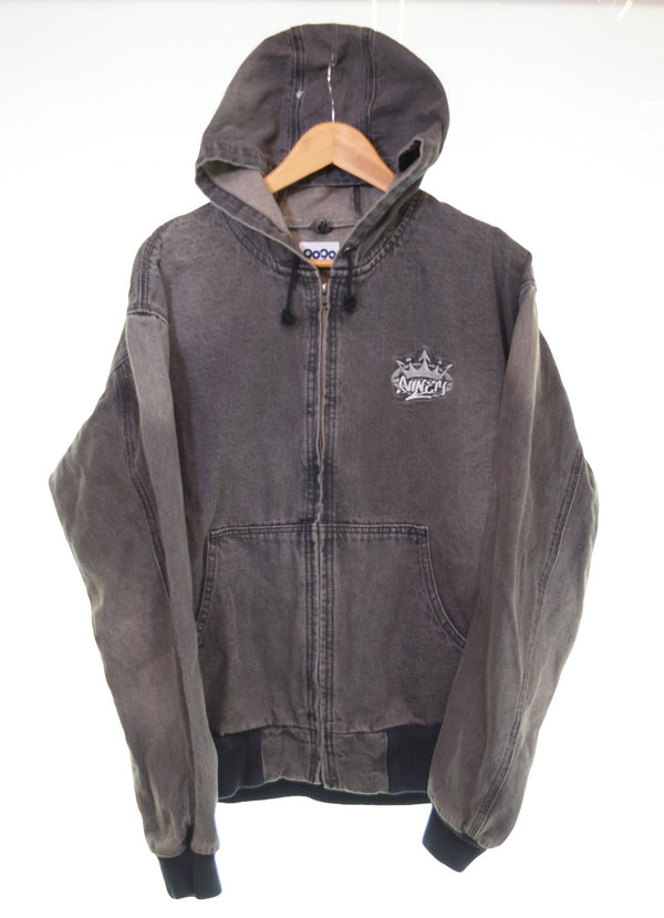 ナインティナインティ 9090 King Logo Vintage Denim Hoodie ロゴ デニムパーカー NN1540 ジャケット ブラック Lサイズ 103MT-2907