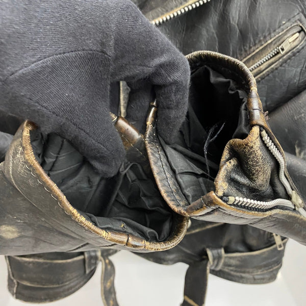 【曜日割引対象外】 アメカジ系 Leather Item ダブルライダースジャケット ジャケット ブラック -サイズ 201MT-4497 VB