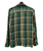 タウンクラフト TOWNCRAFT 60's 60年代 Plusタグ Vintage ヴィンテージ オンブレ チェック オープンカラー 開襟 グリーン ブラウン 長袖シャツ チェック マルチカラー Mサイズ 104MT-1789