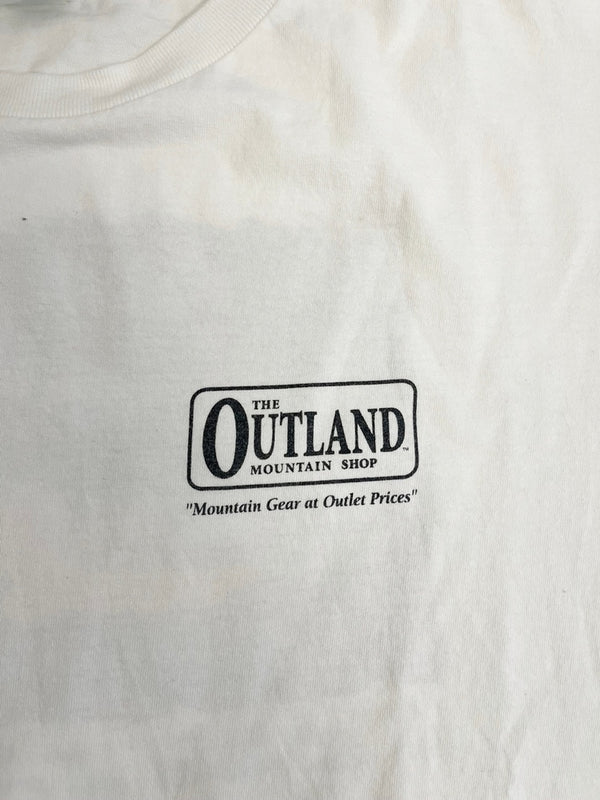 パタゴニア PATAGONIA 90s Vintage ヴィンテージ USA製 Benetical T's THE OUTLAND MOUNTAIN SHOP 販促Tee プリントTシャツ XL Tシャツ ホワイト LLサイズ 101MT-4710
