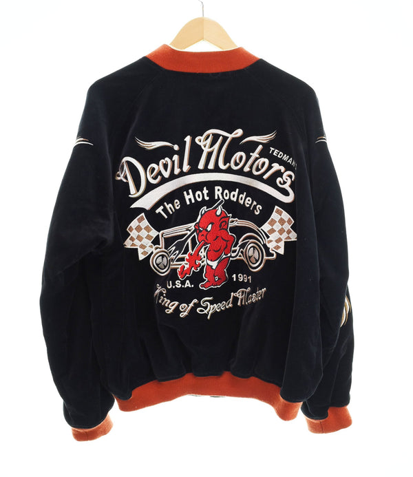 テッドマン TEDMAN スカジャン 別珍 リバーシブルDevil Motors Hot Road Lucky Clothing デビル モーターサイクル バイク 刺繍  42 ジャケット ブラック 103MT-2194