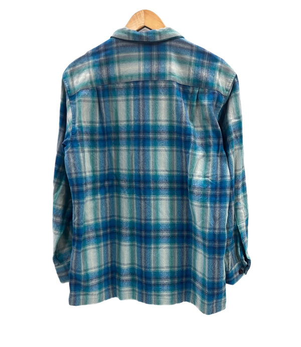 ペンドルトン PENDLETON SURF PENDLETON WOOL ウール チェックシャツ シャドーチェック オンブレ ボードシャツ  ネルシャツ 開襟 オープンカラー ボックス  長袖シャツ ブルー Mサイズ 101MT-5362