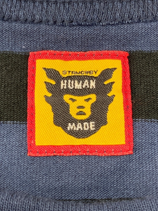 ヒューマンメイド Human Made Striped L/S T-Shirt ストライプ ロング スリーブ Tシャツ クルーネック ロンT 青 ロンT 刺繍 ブルー XLサイズ 104MT-1459