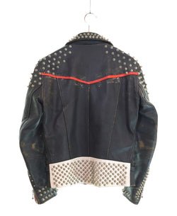 ヴィンテージ Vintage 80s 鋲ジャン ダブルライダースジャケット Made in England 80's パンク スタッズカスタム ロンジャン 英国製 ジャケット ブラック 103MT-3453