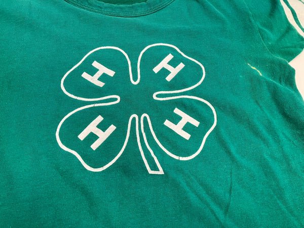 チャンピオン Champion 70’s 70年代 バータグ 4-H CLUB Four Leaf Clover クローバー プリント vintage ヴィンテージ made in USA アメリカ製 Tシャツ グリーン Mサイズ 101MT-4118