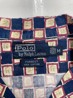 ラルフローレン RalphLauren 90s OPEN COLLAR SHIRT オープン カラー シャツ FORREST アロハ ハワイアン USA製 半袖 開襟 青 半袖シャツ チェック ブルー Mサイズ 104MT-1511
