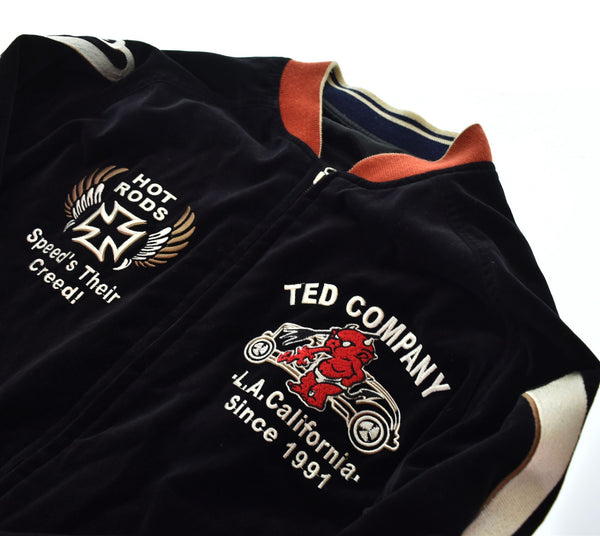テッドマン TEDMAN スカジャン 別珍 リバーシブルDevil Motors Hot Road Lucky Clothing デビル モーターサイクル バイク 刺繍  42 ジャケット ブラック 103MT-2194