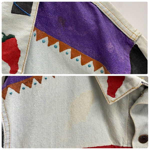 【曜日割引対象外】 エディーバウアー Eddie Bauer 70's 80's カスタムペイント デニムジャケット ジャケット マルチカラー Lサイズ 201MT-4620 VB