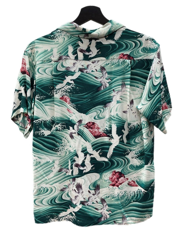 サンサーフ SUN SURF ALOHA SHIRT アロハ シャツ MIGRATORY BIRDS 渡り鳥 ハワイアン オープンカラー ウッドボタン 開襟 半袖 SS30987 半袖シャツ 総柄 マルチカラー Sサイズ 104MT-2332