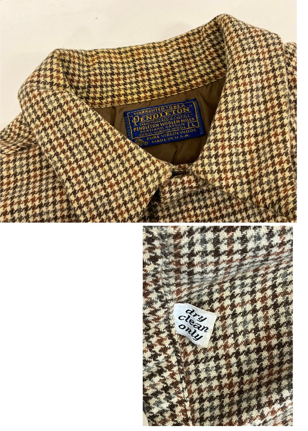ペンドルトン PENDLETON 70's 70年代 WOOL ウール チェックシャツ ボードシャツ ネルシャツ 開襟 オープンカラー ボックス vintage ヴィンテージ MADE IN USA アメリカ製 長袖シャツ ブラウン Lサイズ 101MT-4124