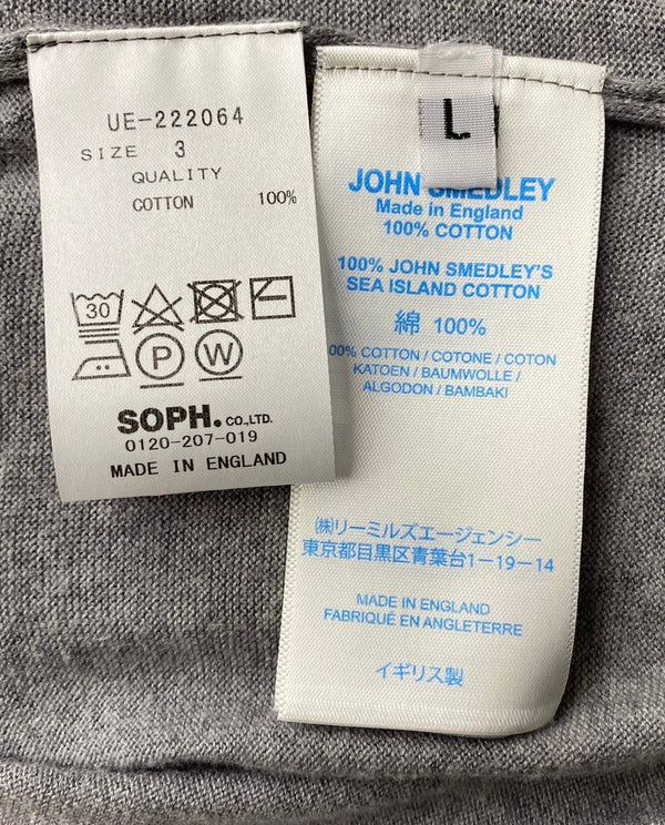 ユニフォームエクスペリメント uniform experiment JOHN SMEDLEY COTTON CREWNECK KNIT UE-222064 ニット 無地 グレー Lサイズ 201MT-2554