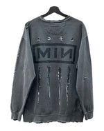 マイナス MINUS BOOTLEG CREW SWEAT ブートレグ クルー スウェット Nine Inch Nails ダメージ加工 トレーナー 裏起毛 黒 サイズ 1 スウェット プリント ブラック 104MT-1590