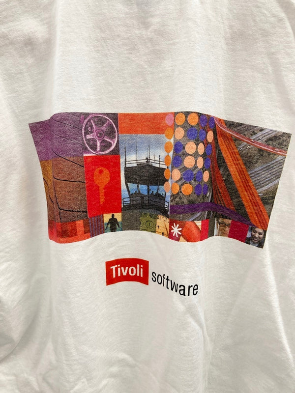 US US古着 企業Tシャツ IBM Tivoli software 白 半袖 gildan Tシャツ プリント ホワイト Lサイズ 101MT-2594