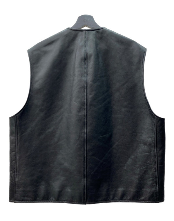 クーティー COOTIE PRODUCTIONS 24AW LSL Leather Vest レザー ベスト ジップアップ アウター 黒 ベスト 無地 ブラック Mサイズ 104MT-2102