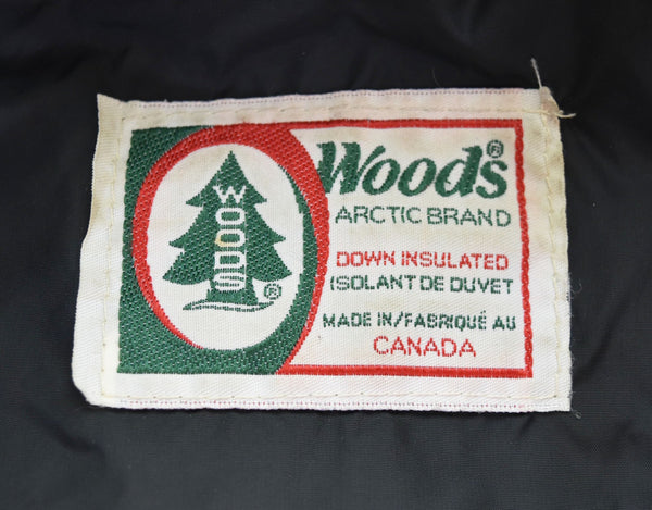 US US古着 80s Woods リップストップ中綿ジャケット Made in CANADA 短丈 ボックスシルエット 80's カナダ製 ジャケット ブラック 103MT-3008