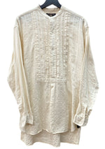 ダブルアールエル RRL 90s 三ツ星タグ SHIRT バンドカラー ヘンリーネック ハーフボタン ヴィンテージ VINTAGE ラルフローレン RALPH LAUREN コットン モーリシャス製 BEIGE 長袖シャツ 刺繍 ベージュ Mサイズ 104MT-2025