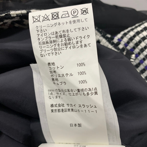 サカイ sacai 17SS チェック ドッキング シアーレイヤード プリーツ スカート 17-03262 スカート ブラック 201LB-108