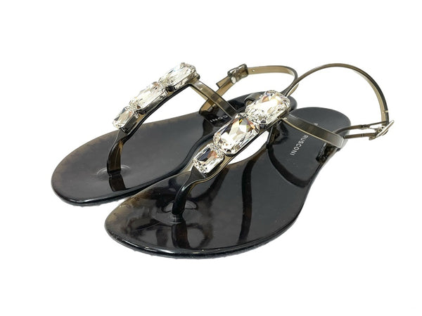 ファビオルスコーニ FABIO RUSCONI ビジュー PVC サンダル レディース トング ブラック 37 23.5 601sh-24