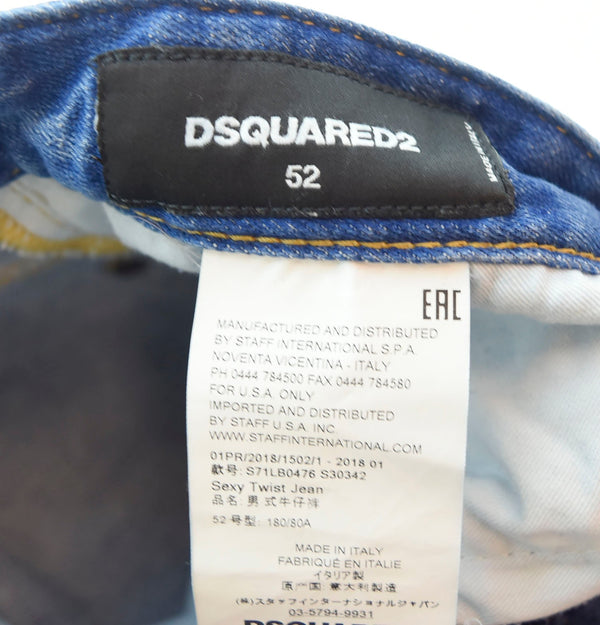 ディースクエアード DSQUARED2 SEXY TWIST JEAN USED加工 スキニー デニムパンツ 青 S71LB0476 デニム ブルー 52 103MB-170