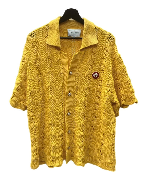 カサブランカ Casablanca Crochet Polo Shirt クロケット ポロ シャツ ニット黄 CASABLANCA22SS-8 半袖シャツ ロゴ イエロー Mサイズ 104MT-1771