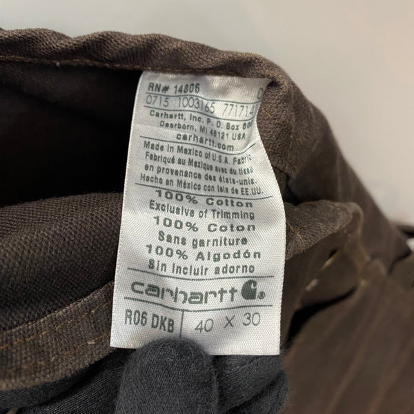 【曜日割引対象外】 カーハート Carhartt 15年製 ダブルニー オーバーオール つなぎ・オーバーオール ブラウン 40×30サイズ 201MB-1192 VB