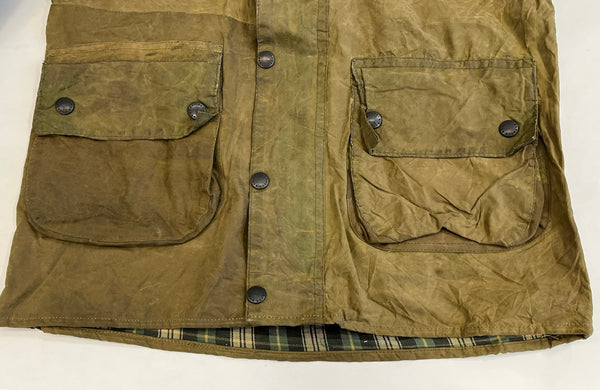 バブアー BARBOUR 90's 90年代 3ワラント GAMEFAIR ゲームフェア ワックス コットン オイルドジャケット ハーフコート VINTAGE ヴィンテージ A123 C36 ジャケット カーキ 101MT-5345