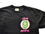 ア ベイシング エイプ A BATHING APE APE STUSSY コラボ ロゴ プリント 半袖Tシャツ 黒 Tシャツ ロゴ ブラック Sサイズ 103MT-532