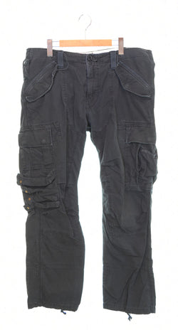 ラルフローレン RalphLauren 90s ボンテージギミックカーゴパンツ 90's マルチポケット ヘリンボーンツイル Y2K カーゴパンツ ブラック 38/32 103MB-565